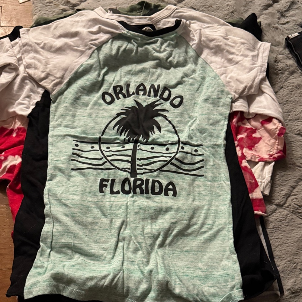 Orlando Florida Kids Raglan Shirt - Green and White